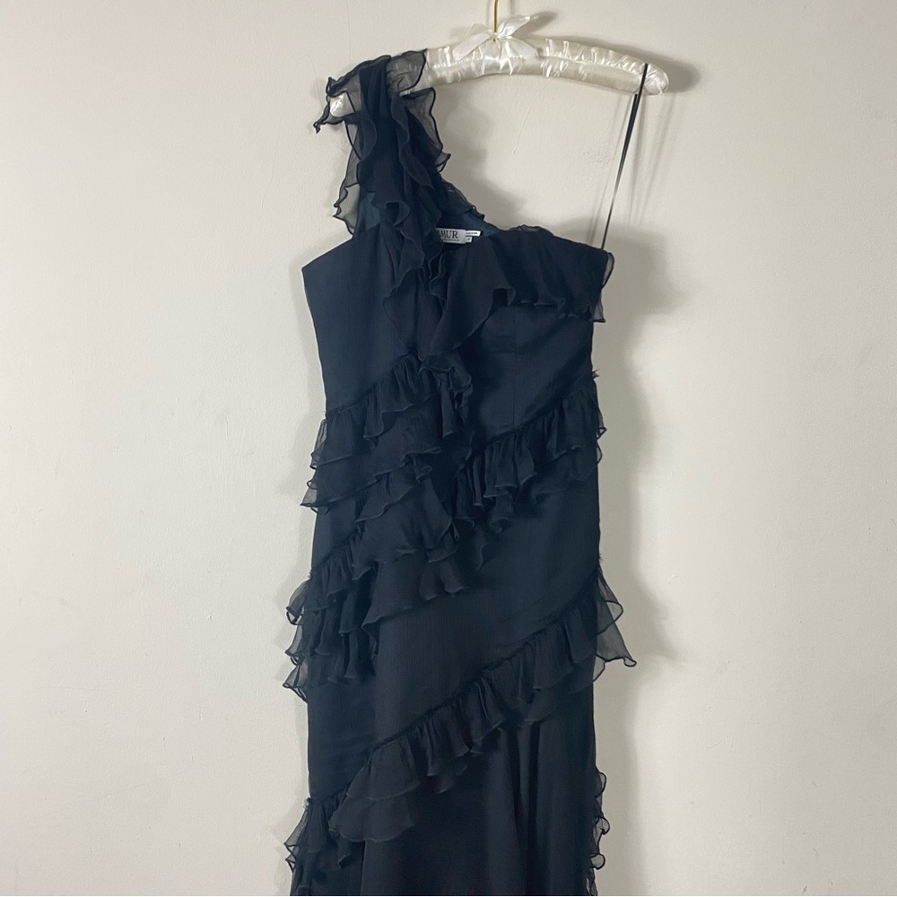 AMUR Harlow Black One-Shoulder Maxi Dress - Picture 10 of 16